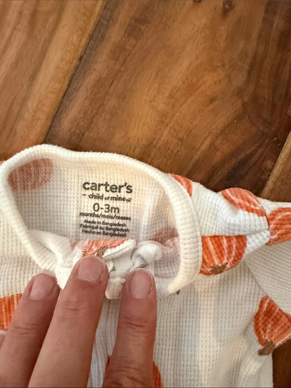 Carter's Cream Footed One-Piece with Orange Pumpkin Pattern